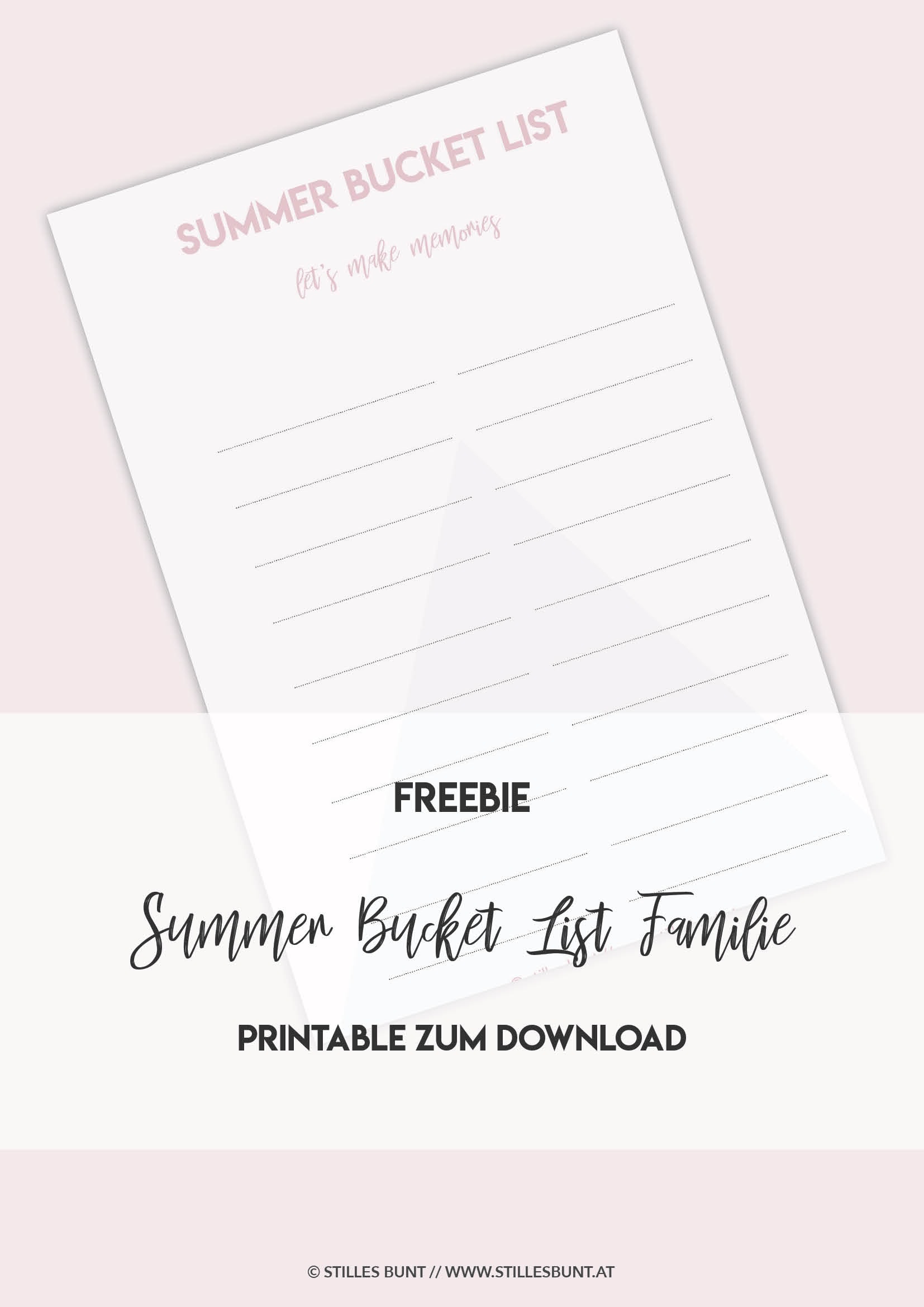 Free Printable Druckvorlage Summer Bucket List